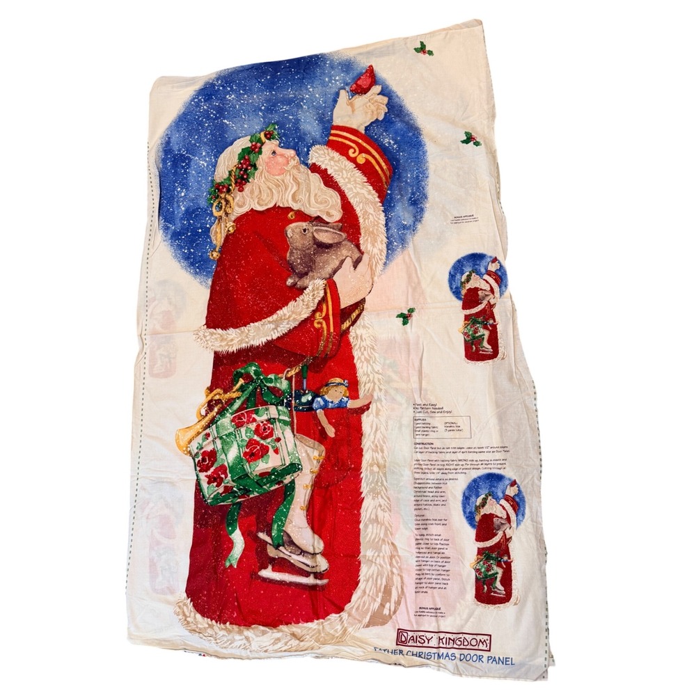 Daisy Kingdom Santa Door Panel Appliqué's Fabric Christmas Decorate Vintage‎